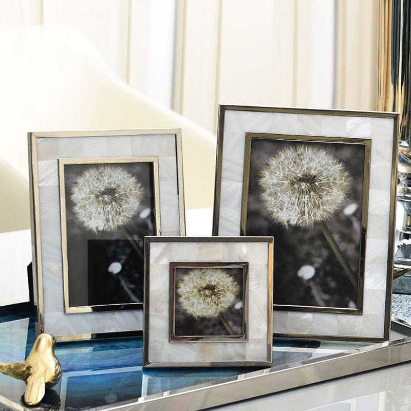 画欧式创意1贝壳相框桌面金属相架3寸6寸7寸0AYU寸挂结婚纱墙照框