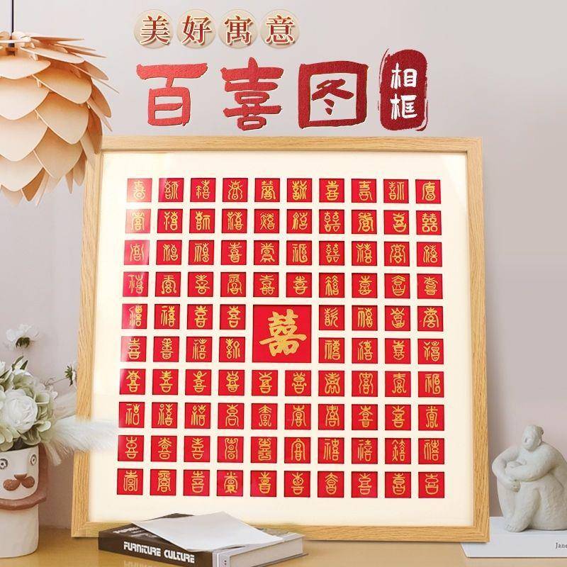 百寿图送长百辈百喜图45格手写宫结婚相VVC框福图100宫格