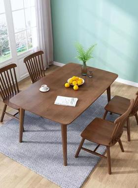 餐欧纯实长木橡胶木桌家用小户型餐北61257台现代简约休闲吃饭桌