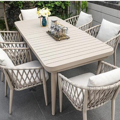 户全铝合金桌庭院露天酒花园院子阳红店台RJV露台网室外外伸缩休