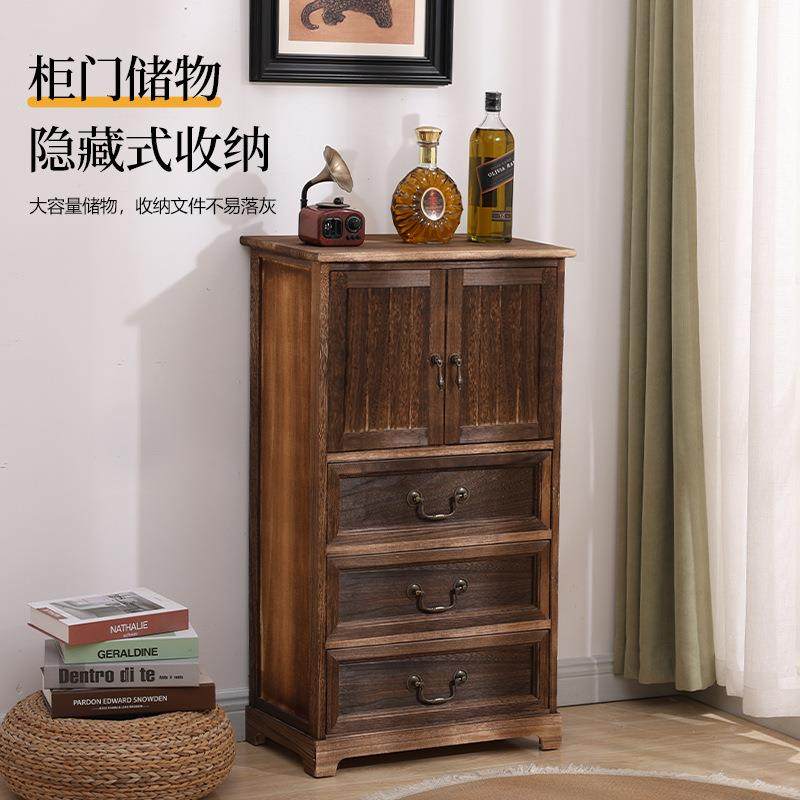 斗实木收纳柜卧室门床头子抽屉柜开式储物柜柜客厅边柜角G125柜置