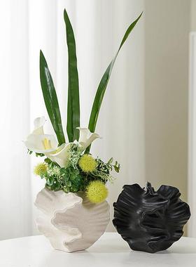 BB-00091居花装饰创欧意花瓶家式素烧白色陶瓷磨砂质感水培干花插
