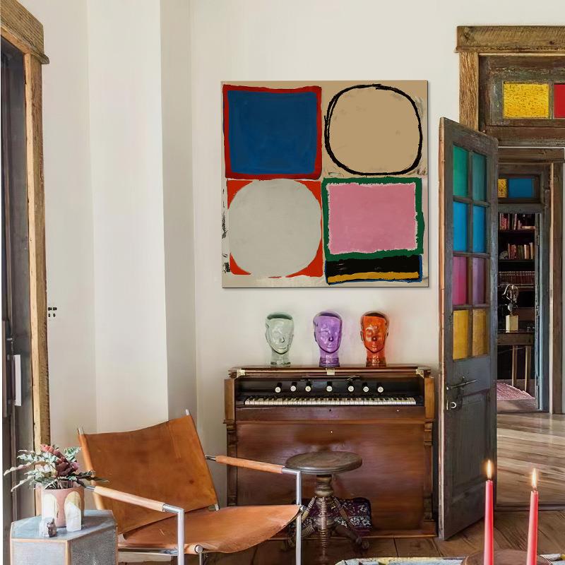 色域纽约当代艺抽象几何装饰画客厅景画背QC202309咖厅民术宿小众