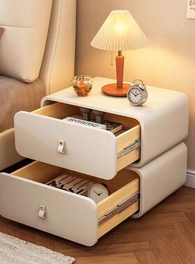 油床头卧室柜家用床奶边柜42287高风级感轻奢皮质收纳柜免安装头