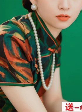 搭配旗袍珍珠项链女款毛衣链子中长款锁骨链颈链60cm项圈配饰152