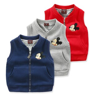 秋冬款儿童中小童双层纯棉拉绒马甲男女童中厚背心宝宝保暖坎肩潮