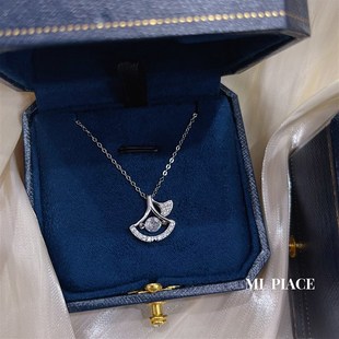 三生有杏纯银项链女轻奢小众银杏叶跳动的心锁骨链送女友生日礼物