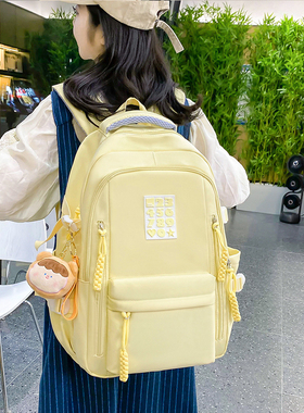 黄色书包女童四至五六年级女大童小学生女生儿童女孩大容量双肩包