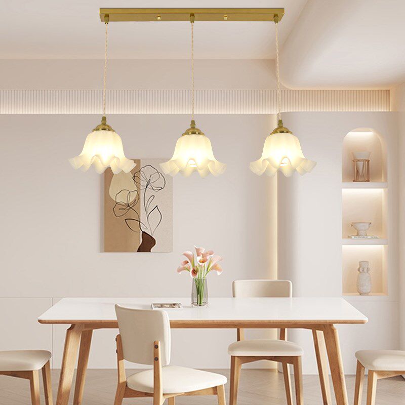 一字餐吊灯轻奢高级感铜色餐厅复古吧台三头饭厅灯餐桌上2025新款