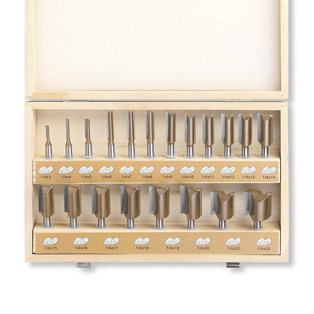 2铣0件套专业直刀修边刀级开槽刀双刃直木工刀具刀20件套专电木修