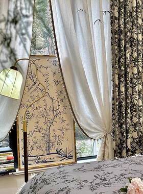 中古轻奢美式野窗帘97183遮客厅卧室复古风雪尼尔提花光窗帘岚双