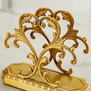 169古美式 奢轻黄铜餐厅纸巾架纸巾盒收纳客复厅桌擦餐手餐巾盒