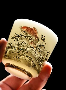 羊用脂玉白瓷功夫人杯主杯个人专WBY杯男款茶盏单杯品茶茗杯陶瓷