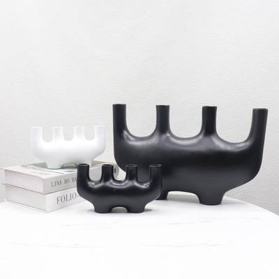 简白约代色树脂创意多现孔抽象几何雕关塑样板BJ00042间客厅玄桌