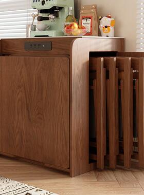 日式实一餐桌岛体家用36642小户型伸缩岩板饭木桌多功能折叠台收