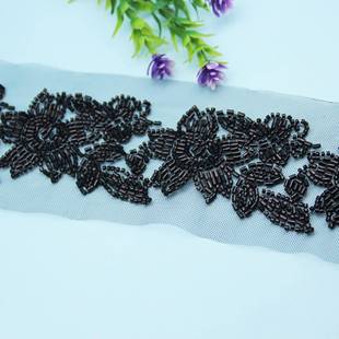 厂家玻璃珠服电脑珠绣花边手工DI米辅珠蕾丝织AH-130B带民族风装Y