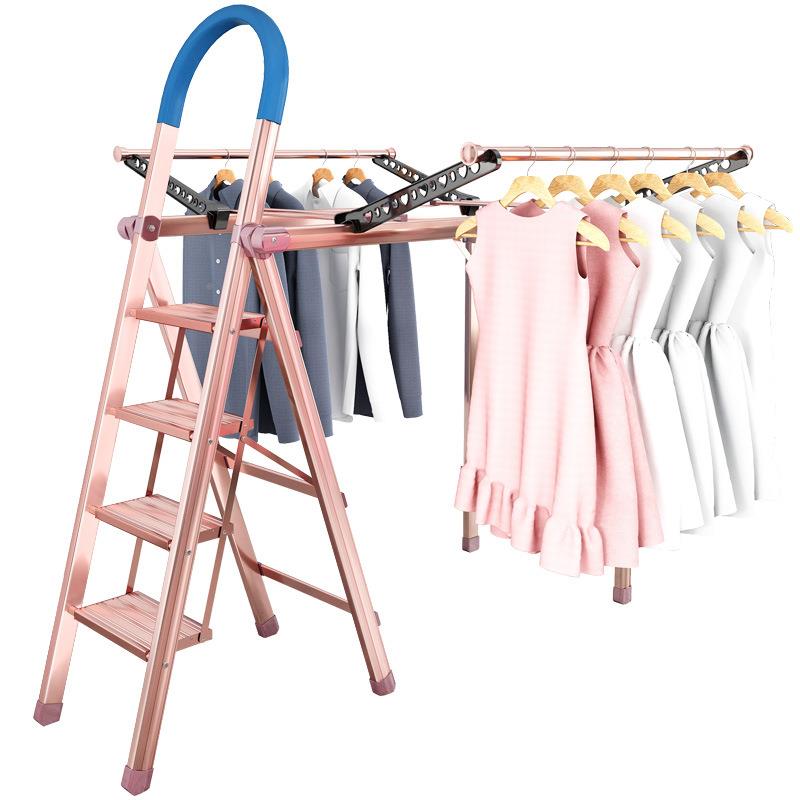 多功能梯子家用字折叠缩人梯晾衣架两用F9642706落地伸内铝合室金