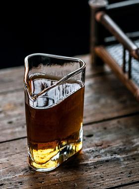 冰凌玻杯璃公道杯日GYD式功夫茶具加厚锤纹公三纹角分茶器茶杯