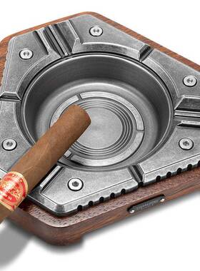 龙（CIG茄ALROONG雪茄）烟灰缸合金实木复古轻奢大口径264雪茄专