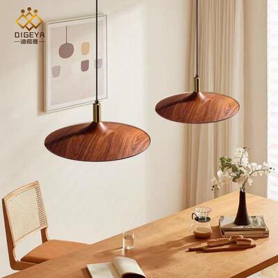 北欧轻奢摇臂餐台厅吊灯飞古碟吧茶头室灯中风复古木纹卧室床807