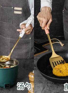 北欧JYA轻奢用厨具不锈钢套装陶瓷手柄烹饪锅汤漏饭厨房铲品勺七