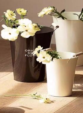 北居欧风醒花桶家用深筒水大号花店花水培鲜花桶铁皮家款XFN插花