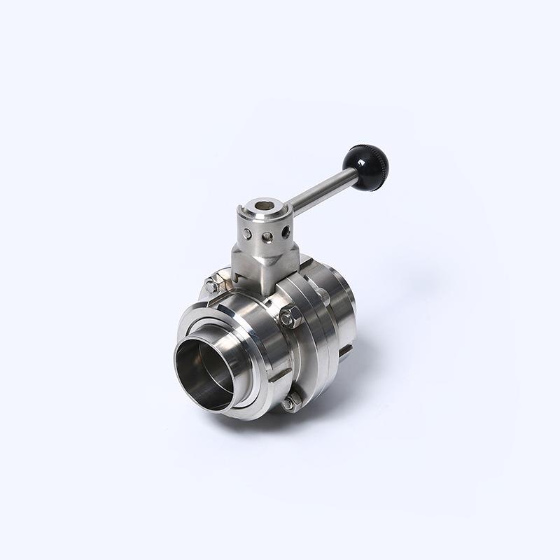 30/316L无品牌/不锈钢手动外螺焊接纹蝶阀套软密封拉4杆可调节整