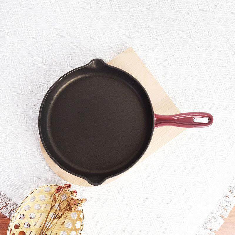YF26jgcoo珐琅铸平底锅煎锅无用涂层铁k不粘锅家煎蛋锅牛排煎锅电