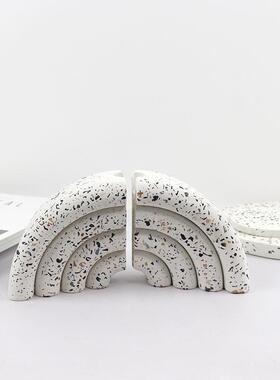 现代北欧水磨书石烛餐厨房浪漫烛台厅书房档台102装饰摆件