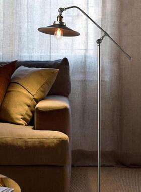 美式工复古业风4963落杆地灯北欧长臂长钓鱼摇臂客厅i床头铁艺网