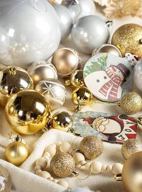 冬圣诞.礼包Di色y纯配饰圣诞648树挂件1.5米18m2.1倾米金红色