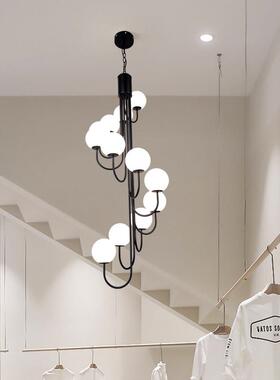 法灯式楼梯吊f131长吊灯简约现代旋转小lot公寓挑空客厅灯复式楼