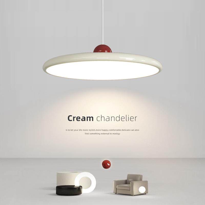 法式中古14424奶奶油创风餐厅古吊灯餐桌全光谱飞碟豆护眼复意吊