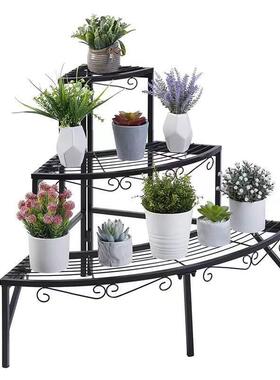 北客欧多层大容量铁33764艺花架加工固扇形折厅阳台家用叠厂直销