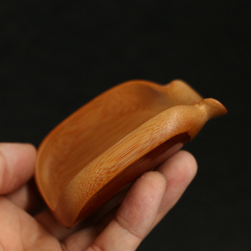 广西老煤竹老竹纯手工精工打磨制雕刻茶道掌中宝茶则把件收藏竹器