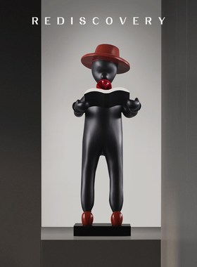 现代样板间售楼处卡通抽象吹泡泡人物雕塑装饰客厅落地摆件