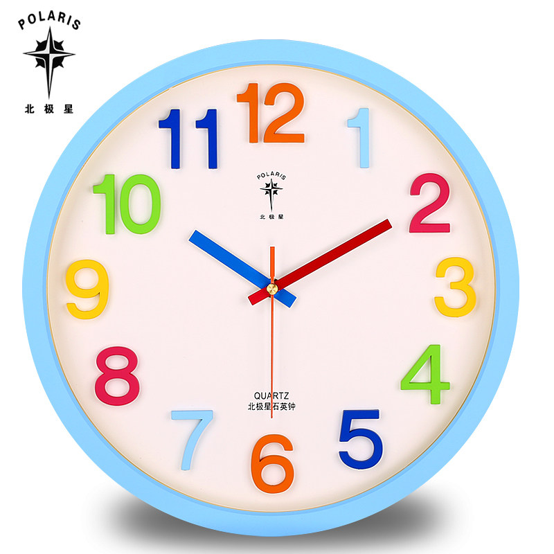 北极星时尚客厅静音挂钟现代创意钟表卧室教室幼儿园儿童房石英钟