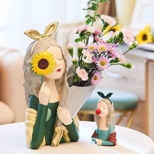 斯堪 纳维亚女孩饰品插花无障碍豪华高端花瓶感壁龛客厅电视柜创