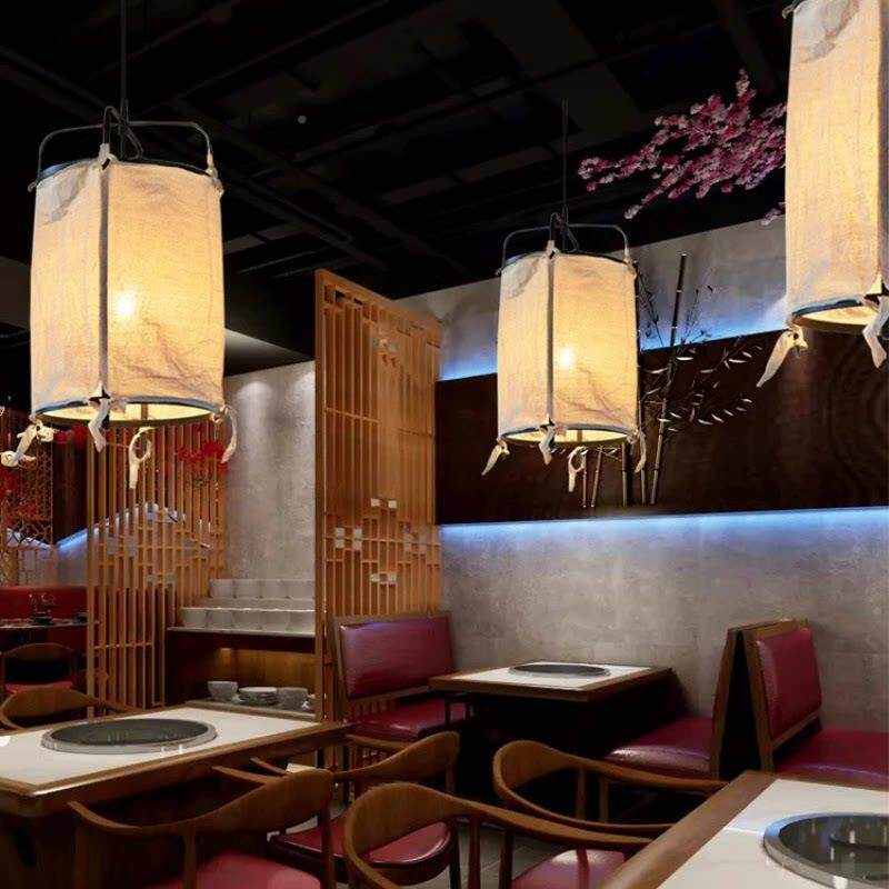 火新中式麻布吊灯禅意烧店餐饮餐厅锅店餐748位茶室烤宿日式民印