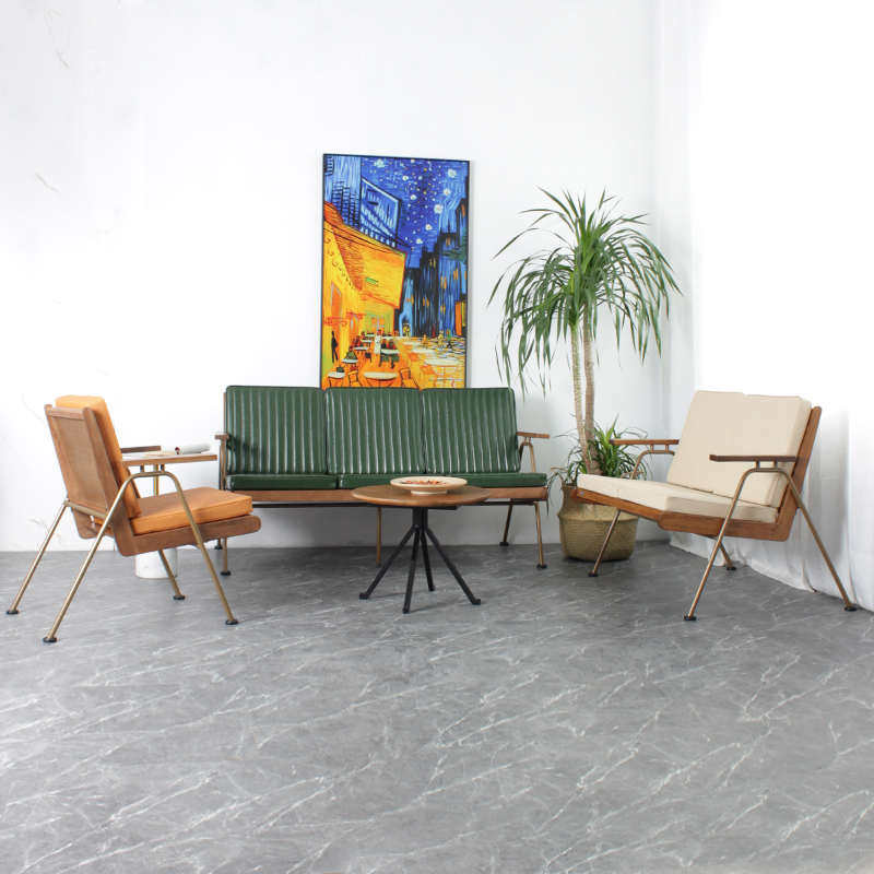 沙发椅复古单人双人会客皮质沙发房椅子茶室网咖读书简约休闲北欧