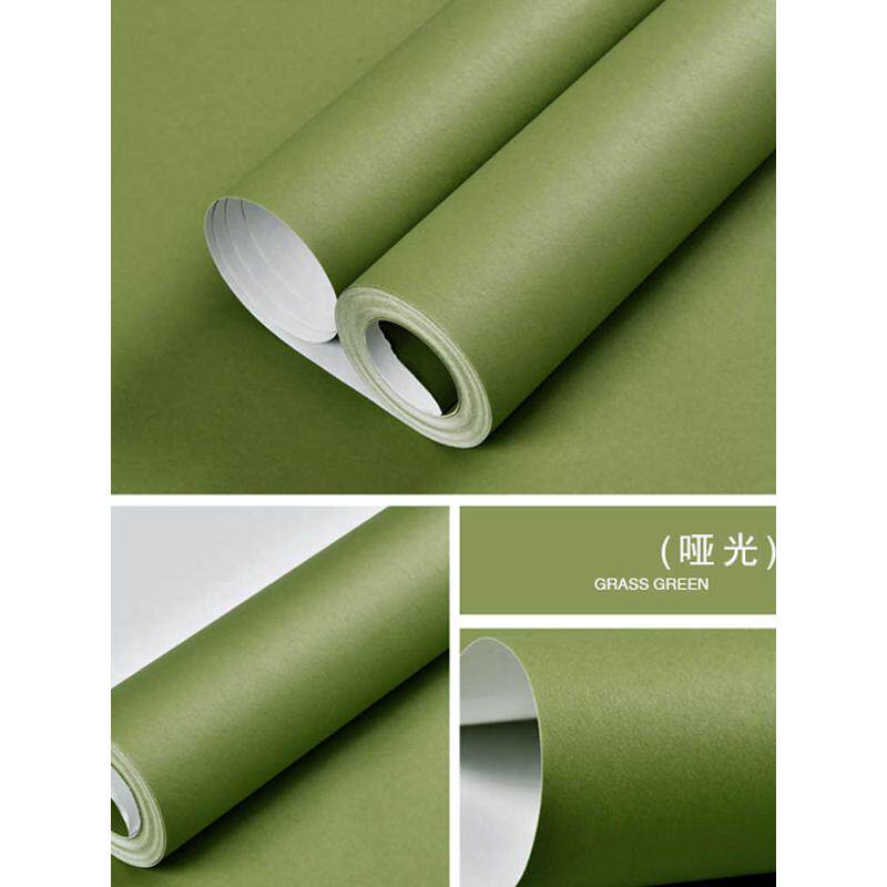 法式复古芥末绿墙纸绿色厚防水卧室客厅自装饰壁纸纸粘贴浴室防潮