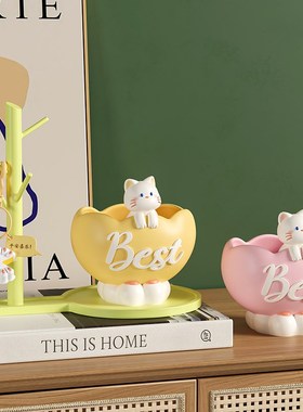 招财猫钥匙收纳玄关装饰品摆件家居入户门口鞋柜客厅乔迁新居礼品