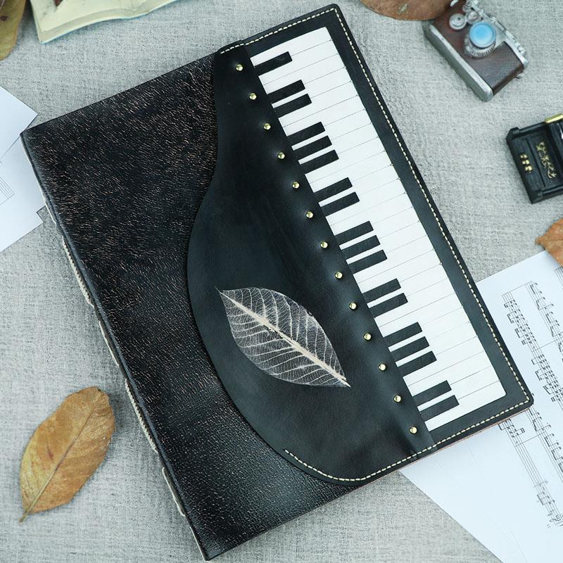 钢琴真皮乐谱夹a4活页手工牛皮乐谱本音乐谱夹歌曲册文件夹资料册