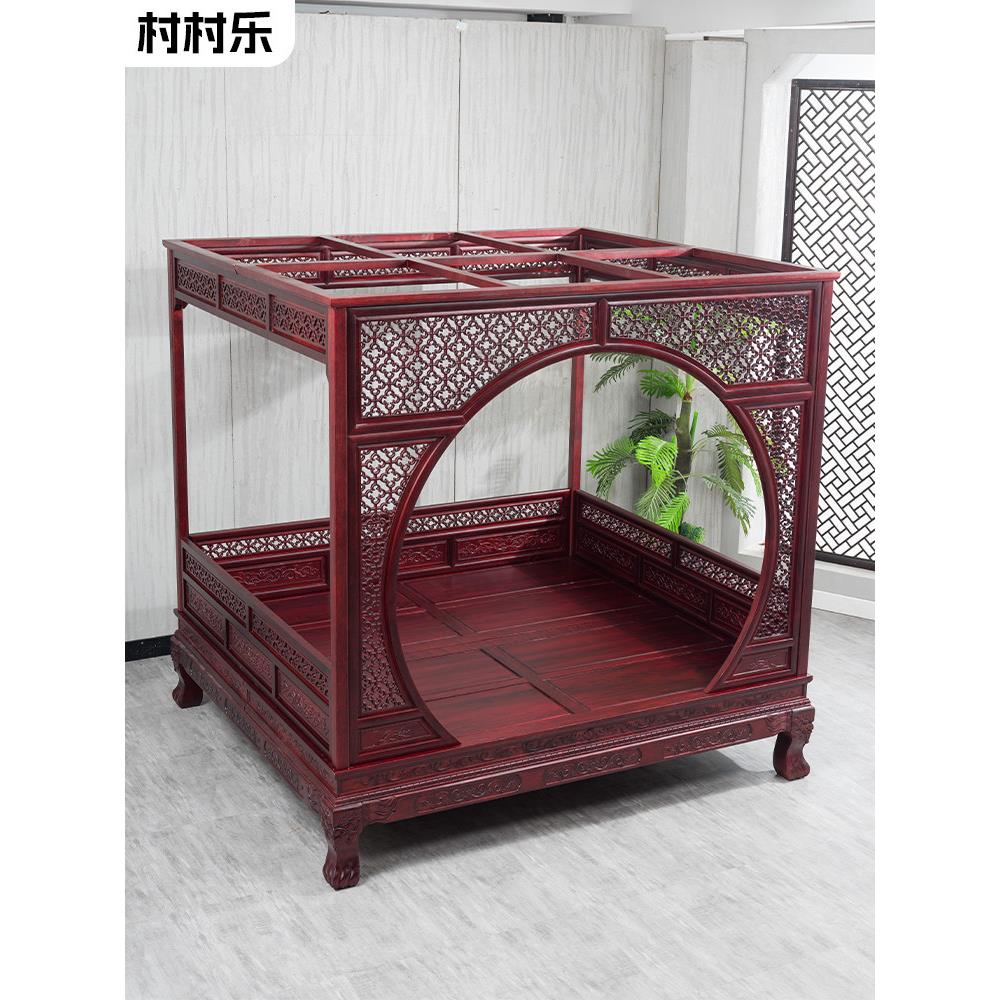 实木双人床千工拔步床踏步雕花架子床彷红木家具酸枝木中式古典床