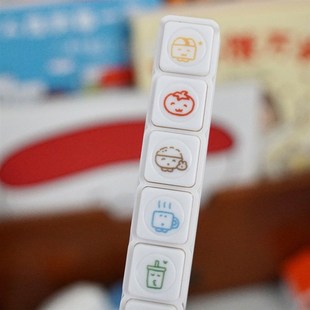 喷嚏士多原创 吃吃六联光敏印章 可爱趣味饮食记录手帐打卡标记章