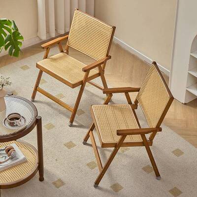 休可折叠编椅子藤家用阳台闲靠背椅办公式室午休躺椅户外95216便