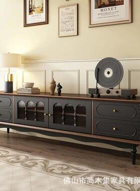 法式古美黑色高级感实纳木电视柜收柜60676储物柜一复体式客厅电