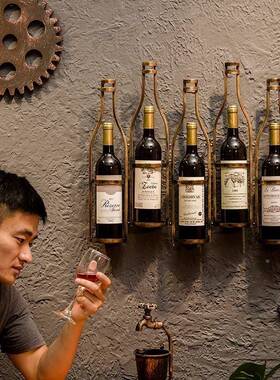 复居古厅工业风酒架铁艺挂酒吧台餐家客厅墙上五瓶酒架葡萄酒红酒