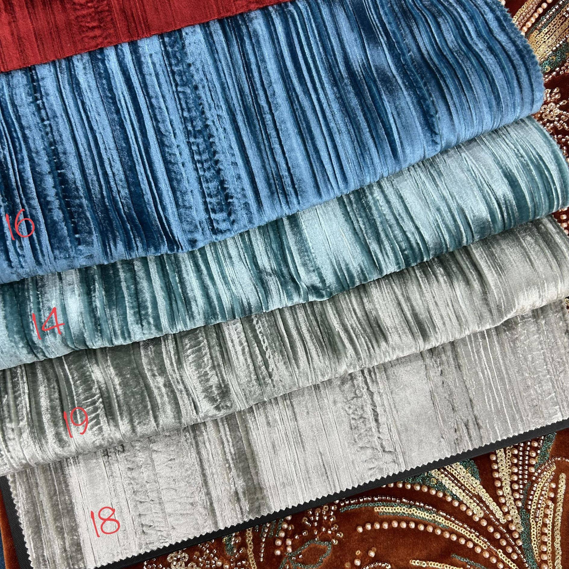 皱丝绒压样3219z样本金丝光绒绉布窗帘布料本样板房抱枕布绒布亮