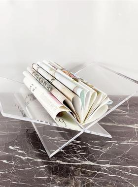 现代简约售楼处间样板1435大理石亚克力书书报夹摆杂件志架软装架